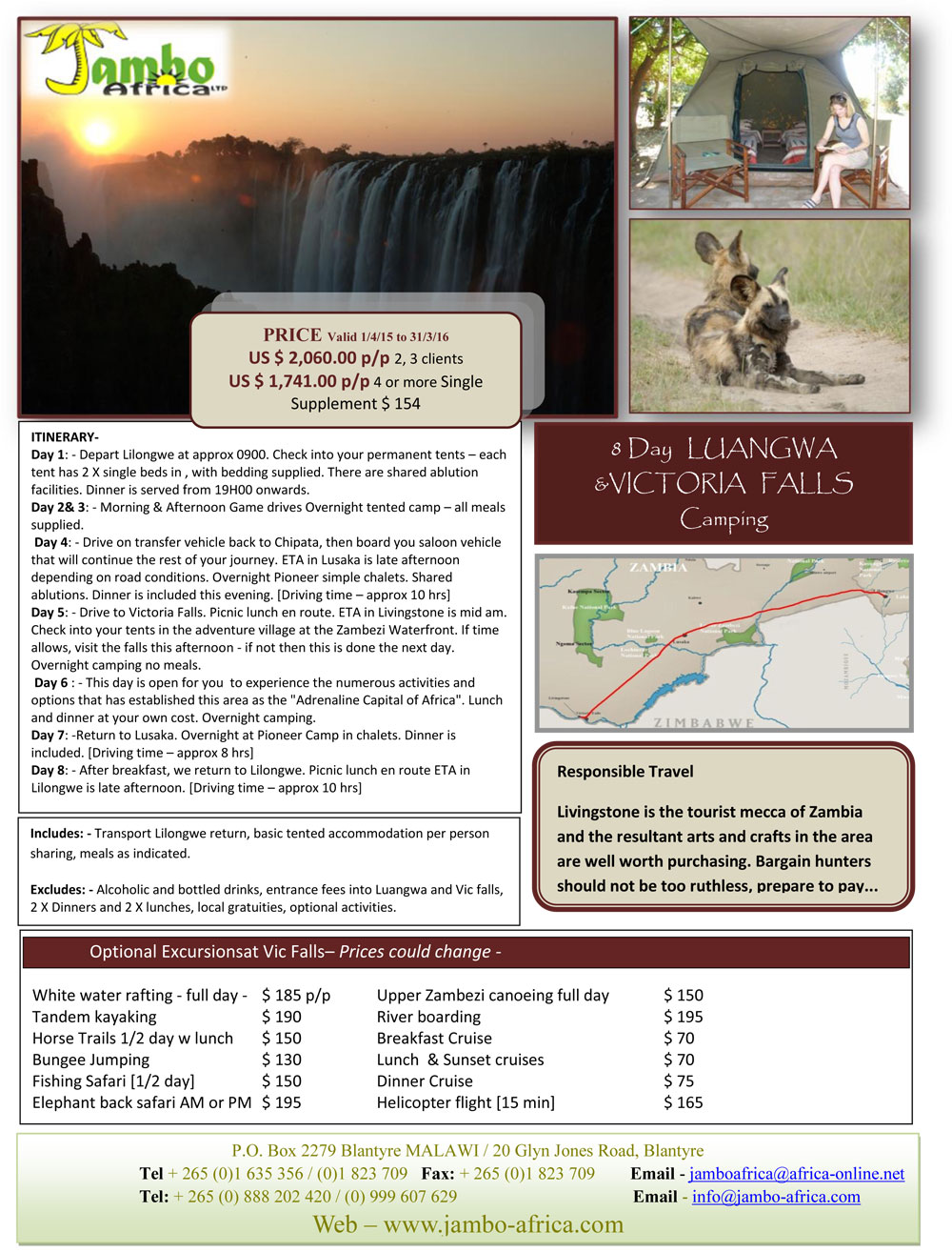 8 day luangwa and victoria falls camping